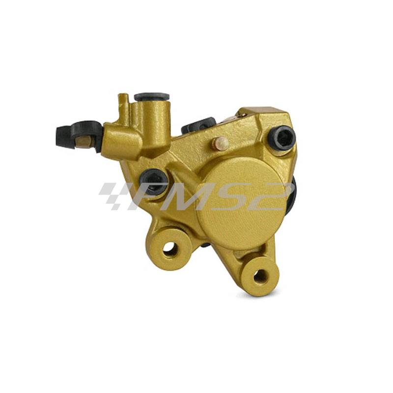 Pinza freno TNT ragin a 2 pistoncini tipo brembo oro per scooter MBK Booster-Gilera Typhoon-Peugeot trekker, ricambio 282051A