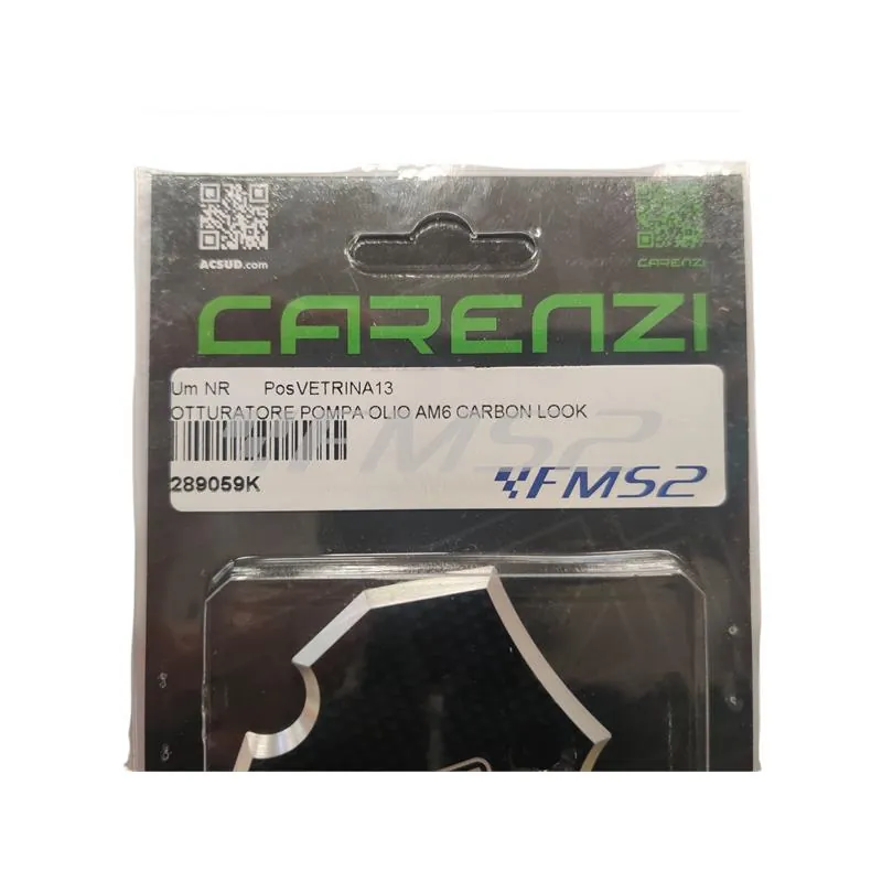 Coperchio otturatore pompa olio motori Minarelli serie AM6 di colore carbonio. TNT, ricambio 289059K