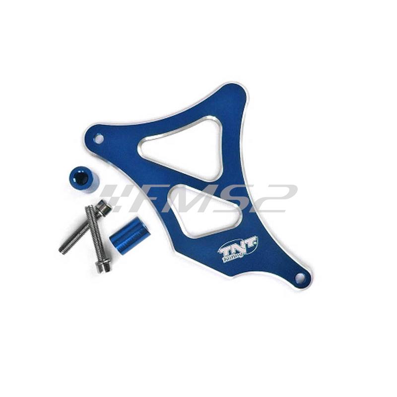 Copri pignone TNT per motori serie AM6 in alluminio cnc di colore blu anodizzato completo di viti e distanziali per il montaggio, ricambio 289077J