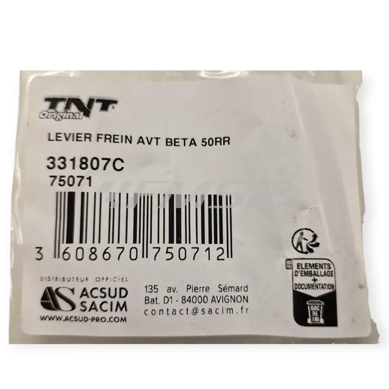 331807C Leva freno anteriore TNT per BETA ENDURO/MOTARD RR 50 2T e 125 4T dal 2008, ALP e URBAN - OEM 21.27108.000