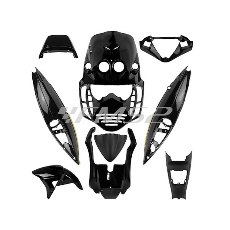 Kit carene TNT per scooter Malaguti Phantom F12 LC restyling di colore nero (9 pezzi), ricambio 366309