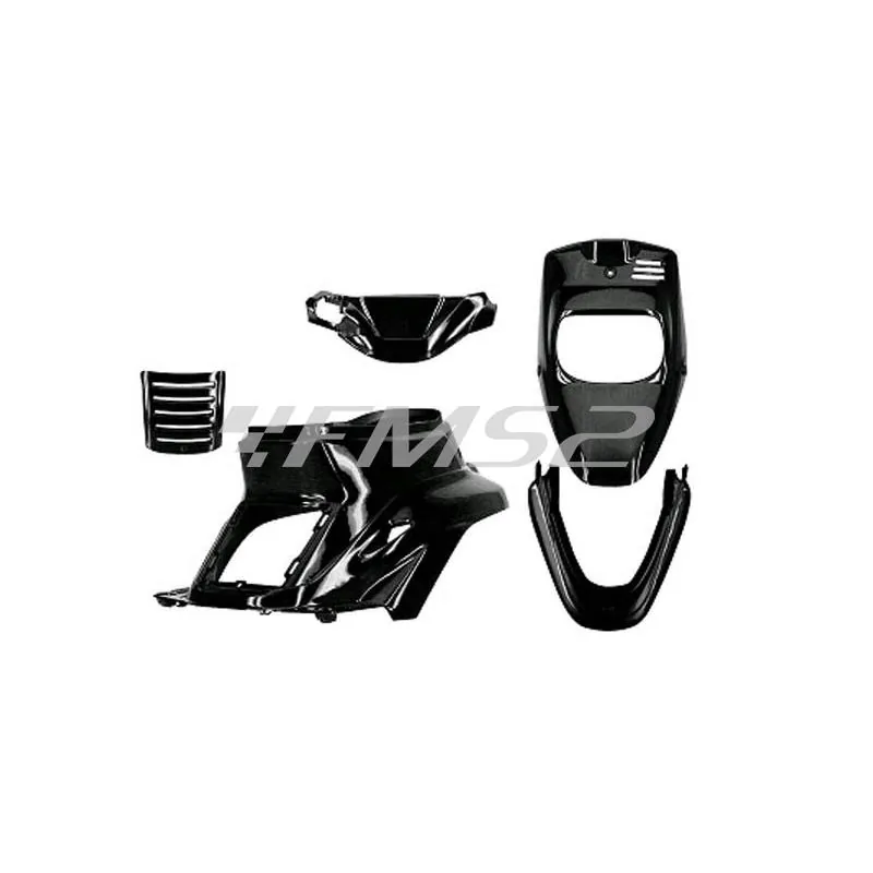 Kit carene 5 pz. TNT per scooter MBK Booster Spirit di colore nero metallizzato, ricambio 366409