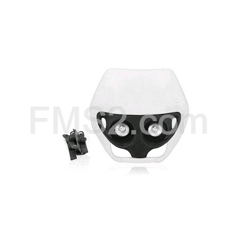 Maschera fanale anteriore per enduro con lampada alogena e doppia ottica luce per applicazioni varie e colore bianco e nero (TNT), ricambio 448197