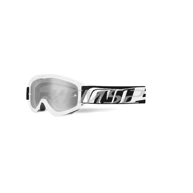 Maschera occhiale da cross e motard modello no-end 3.6 di colore bianca TNT, ricambio 448400A