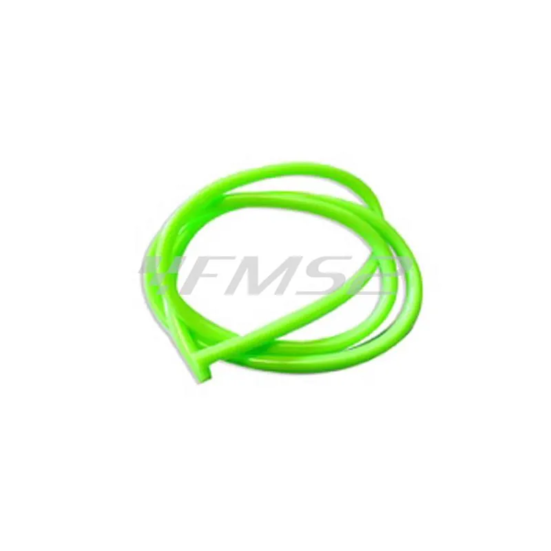 Tubo benzina in gomma siliconica TNT con diametro interno 5 mm, di colore verde fluo, rotolo con prezzo al metro, ricambio S5822