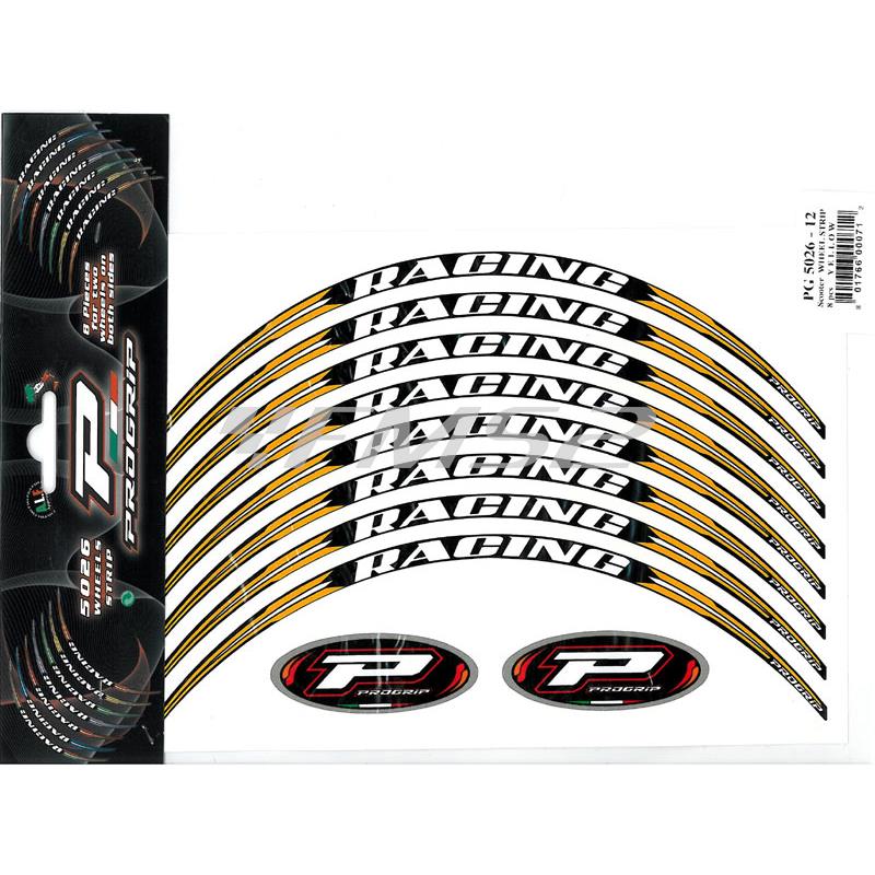 Tabella adesivi wheel strips 8 pezzi per cerchi ruota scooter da 12  di colore giallo ProGrip (Big Star), ricambio 6502612Y