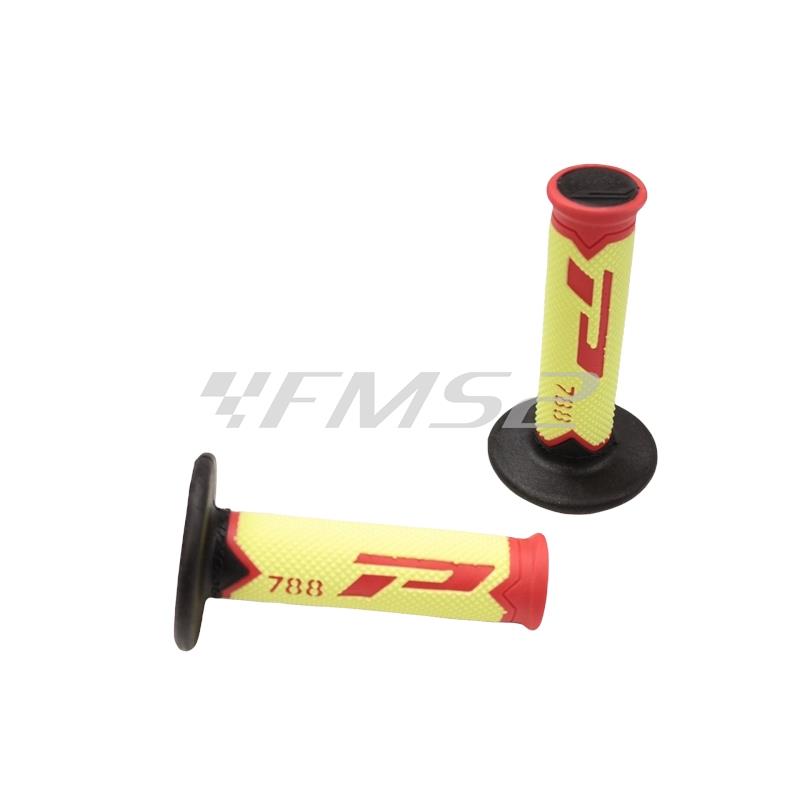 Manopole da cross extra slim 788 in gomma tri density gel di colore rosso, giallo, nero (ProGrip), ricambio 678813