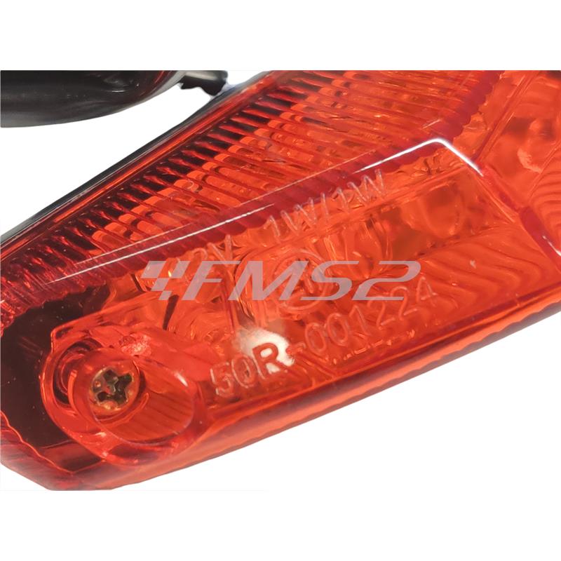 Fanalino posteriore a led con gemma di colore rosso omologato con illuminazione targa per applicazioni varie ciclomotori, enduro, motard, ricambio RP040005