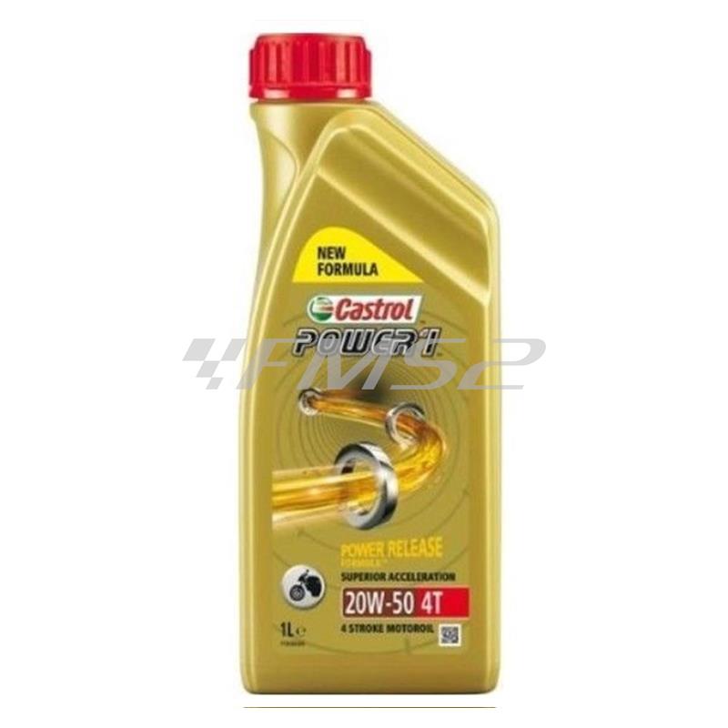 Olio motore Castrol power 1 per 4 tempi con gradazione 20W50, confez. da 1 litro, ricambio CA15049A