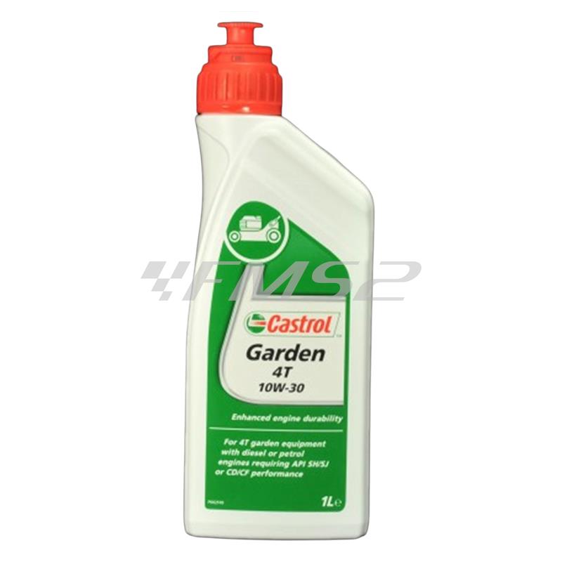 Olio Castrol Garden 4T  10W30 semi sintetico per macchine da giardino con motori 4 tempi benzina e diesel, conf. da 1 litro, ricambio CA151B50