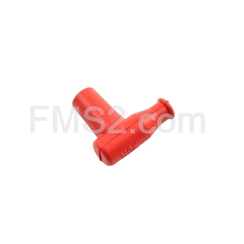 Attacco pipetta candela originale NGK modello tb05em-r in silicone di colore rosso e con resistenza a 5 kohm Bergamaschi, ricambio E09032