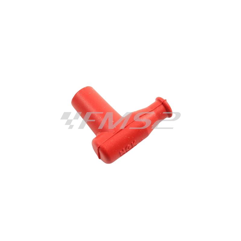 Attacco pipetta candela originale NGK modello tb05em-r in silicone di colore rosso e con resistenza a 5 kohm Bergamaschi, ricambio E09032