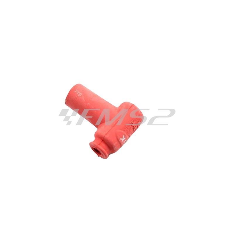 Attacco pipetta candela originale NGK modello lb05emh-r in silicone di colore rosso con resistenza a 5 khom Bergamaschi, ricambio E09058