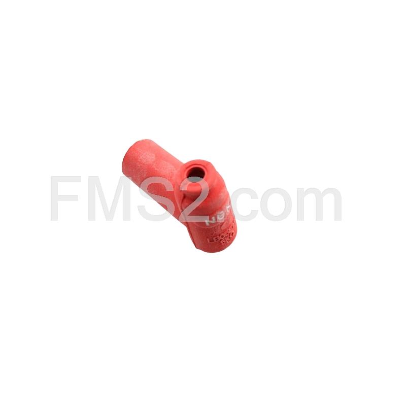 Attacco pipetta candela originale NGK modello lb05emh-r in silicone di colore rosso con resistenza a 5 khom Bergamaschi, ricambio E09058