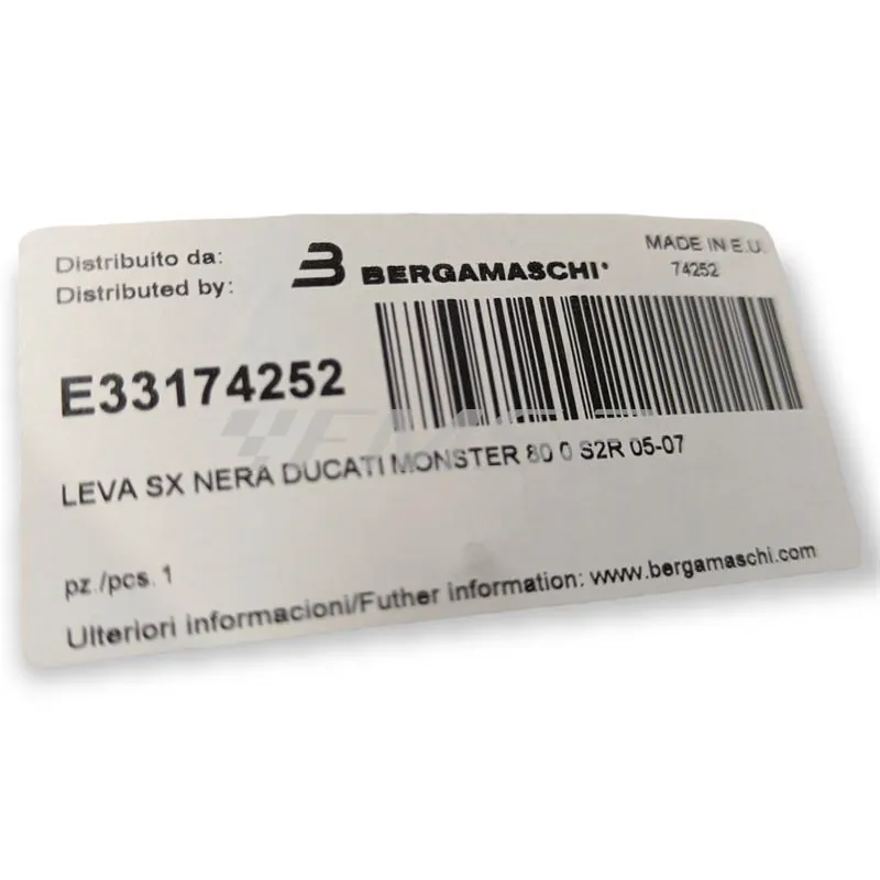 Leva frizione sinistra in alluminio nera Bergamaschi per moto Ducati Monster 800 S2R prodotte dal 2005 al 2007, ricambio E33174252