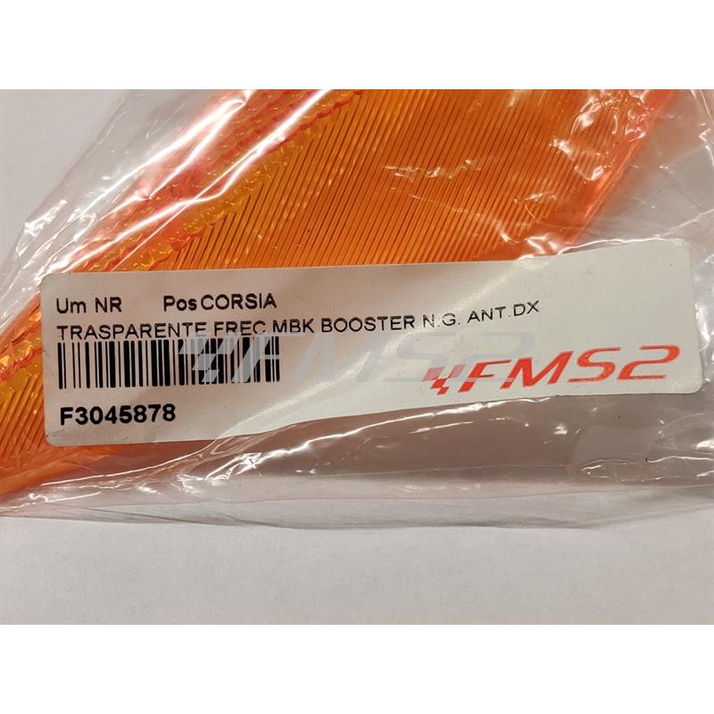 Gemma freccia anteriore destra di colore arancione originale per scooter MBK Booster NG next generation prodotti dal 1995 fino al 1998 (Bergamaschi), ricambio F3045878