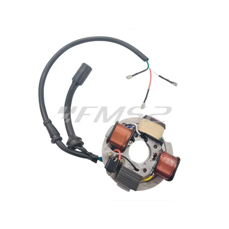 Statore Bergamaschi a 4 poli con 3 bobine e 1 pick-up e connettore tondo a 4 fili per Piaggio  Vespa PK 50 s prodotte dal 1982 fino al 1984 senza avviamento elettrico, ricambio V100199491