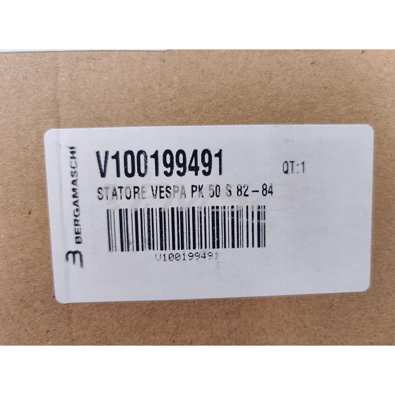 Statore Bergamaschi a 4 poli con 3 bobine e 1 pick-up e connettore tondo a 4 fili per Piaggio  Vespa PK 50 s prodotte dal 1982 fino al 1984 senza avviamento elettrico, ricambio V100199491