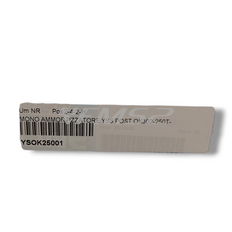 Mono ammortizzatore YSS posteriore modello OK302-250T-01AL-388 con serbatoio esterno e interasse da 250,0 mm per MBK Booster e Malaguti F12, ricambio YSOK25001