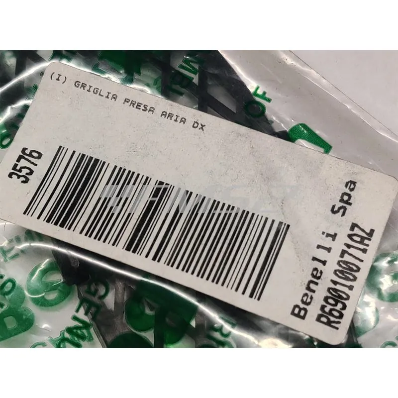 Griglia presa aria destra Benelli in plastica nera per scooter Benelli modelli 491 tutte le serie e modelli prodotti fino al 2004, ricambio R69010071AZ