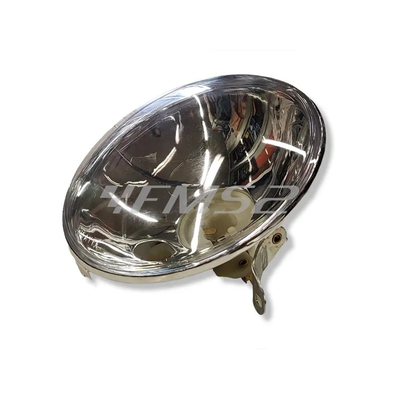 Gruppo ottico fanale anteriore Bosatta lexus con vetro plastificato liscio per lampada alogena montato sulle Piaggio Vespa PX con freno a disco e adattabile anche sulle versioni precedenti, ricambio F233A