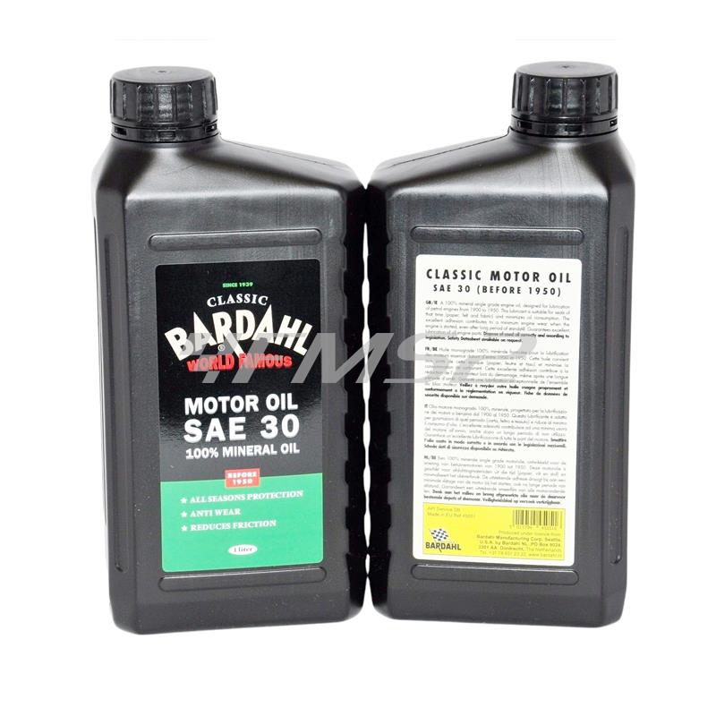 Olio motore Bardahl modello Classic motor oil SAE 30 minerale venduto in flacone da 1 litro, ricambio 703039