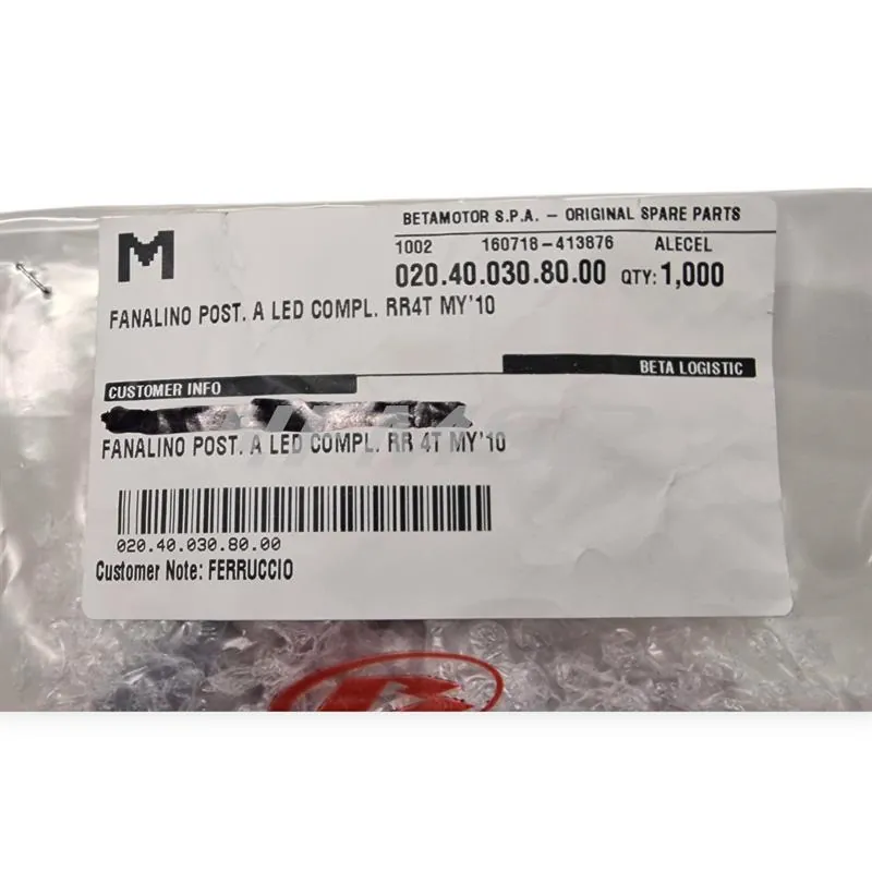 020.40.030.80.00 Fanale posteriore a LED Beta attacco verticale per Beta Enduro/Motard RR 50 2010-2017 e Enduro/Motard RR <2020 - tutte le cilindrate