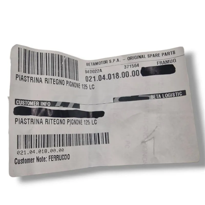 Piastrina fissa pignone Beta Enduro/Motard RR 125 4T LC 2013-2021 e Enduro/Motard RR 125 4T R LC 2019-2025, ricambio 021.04.018.00.00