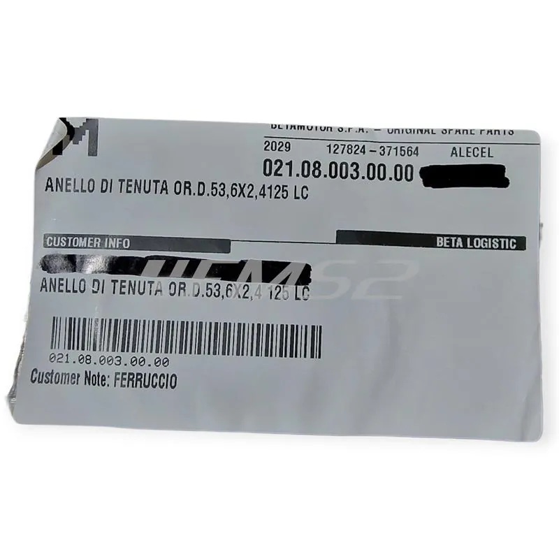 Guarnizione O-ring tappo filtro olio Ø 53,6x2,4 mm per Beta Enduro/Motard RR 125 4T LC 2013-2020, ricambio 021.08.003.00.00