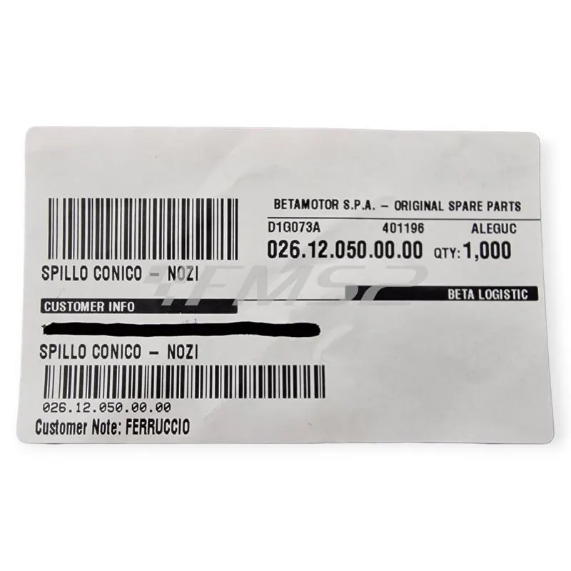 Spillo conico KEIHIN NOZI - N0ZI per KEIHIN PWK 36, PWK 38 e PWK 39, ricambio 026.12.050.00.00
