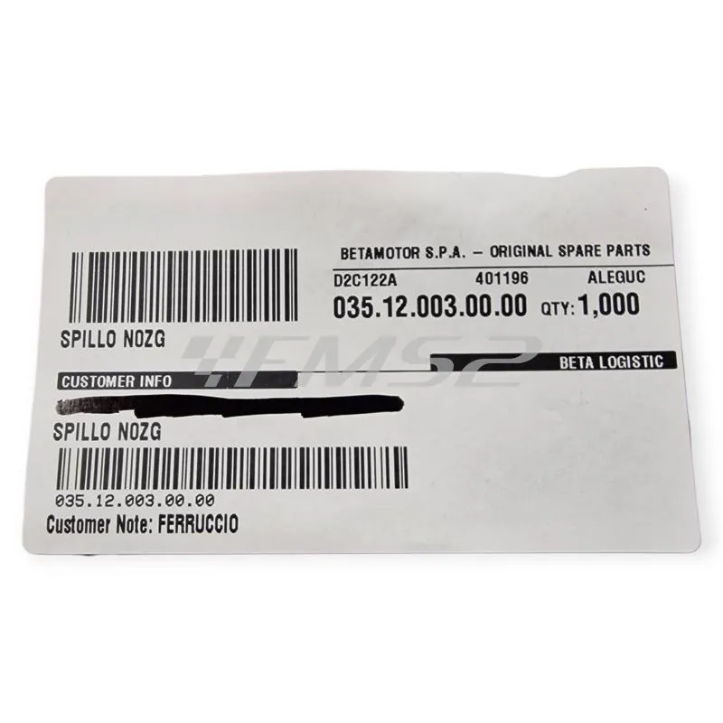 Spillo conico KEIHIN NOZG - N0ZG per KEIHIN PWK 36, PWK 38 e PWK 39, ricambio 035.12.003.00.00