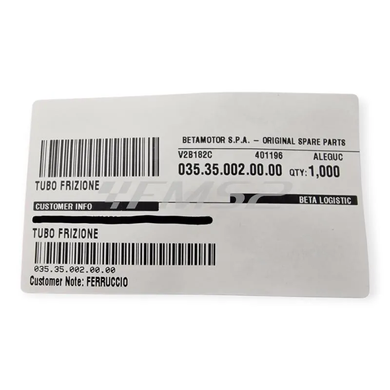 Tubo frizione specifico per BETA ENDURO RR 125 2T prodotti dopo il 2018 e ENDURO RR 200 2T prodotti dopo il 2019, ricambio 035.35.002.00.00