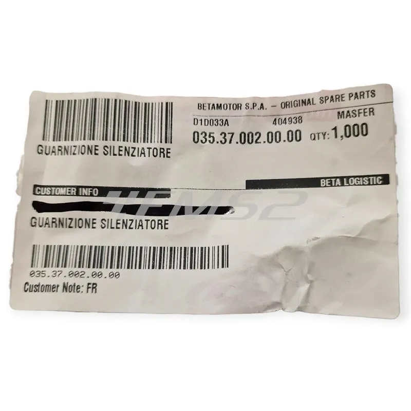035.37.002.00.00 Gommone silenziatore marmitta originale BETA specifico per BETA ENDURO RR 125 2T - tutte le versioni  - Ø21-23 mm 