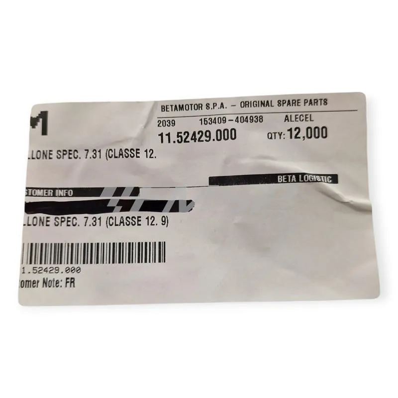 11.52429.000 Vite M7 x 31 mm chiave 10 (classe 12,9) per testa motore BETA ENDURO RR 125/200 2T e TRIAL EVO / SINCRO 2T