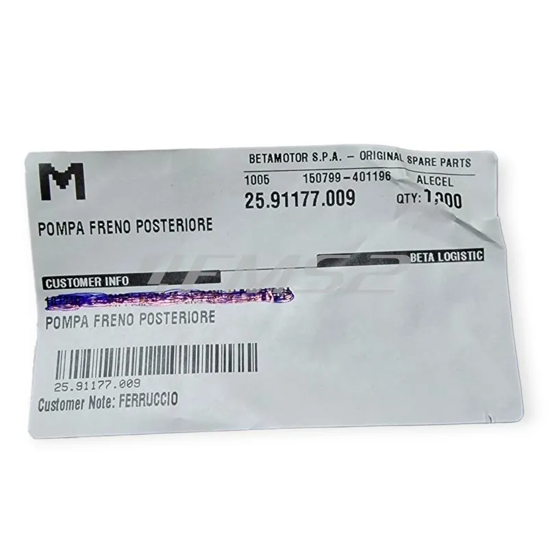 25.91177.009 Pompa freno posteriore GRIMECA pistoncino da 12 mm - Ricambio originale BETA