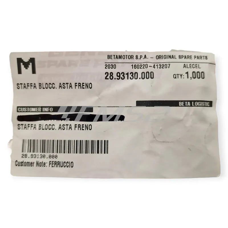 28.93130.000 Staffa blocca asta pompa freno posteriore BETA ENDURO/MOTARD RR 50 >2005, TRIAL EVO/REV, TRIAL SINCRO, ALP, MOTARD M4 350 2007-2016