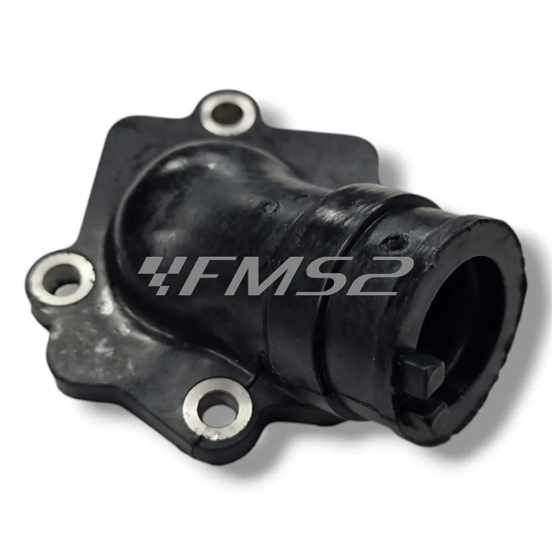 Collettore aspirazione Mandelli in gomma tipo originale per scooter con motore Minarelli orizzontale aria e liquido carburatore con diametro imbocco da 23 mm, ricambio 403620030