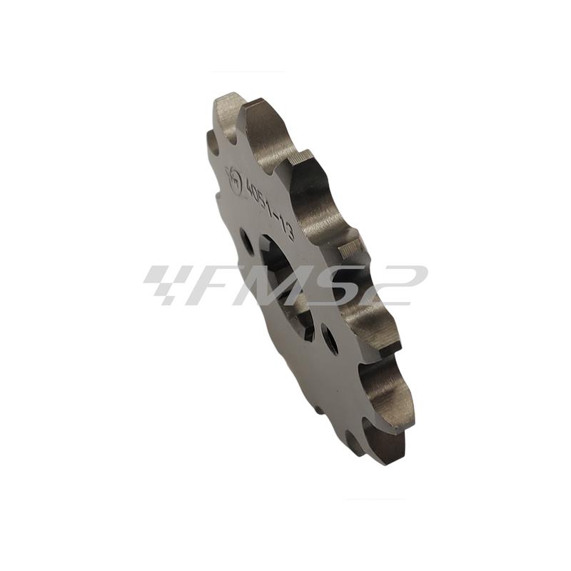 Pignone Chiaravalli codice 4051 con 13 denti per catena passo 420 per motori D50B montati su Aprilia, Derbi e Gilera 50 cc, ricambio HA4254051130