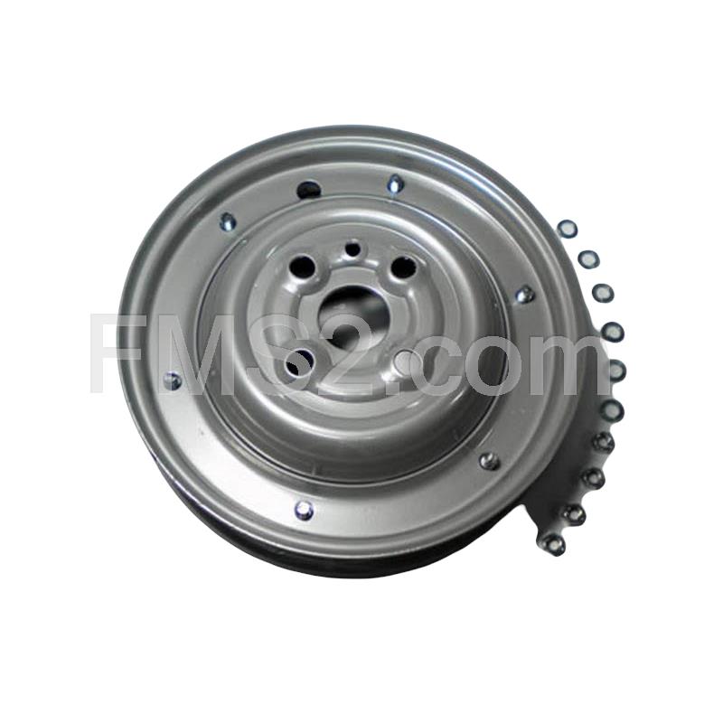 Cerchio ruota per Vespa 50 v5a1t v50nc con sportello piccolo lato motore diametro esterno 248mm e colore grigio metallizzato (CIF), ricambio 10187