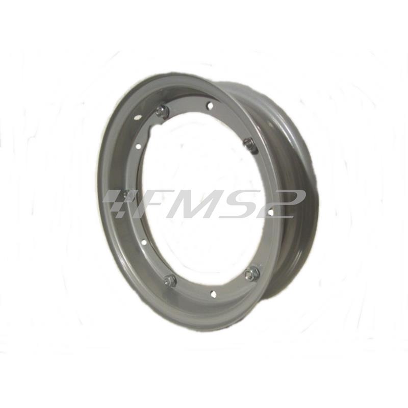 Cerchio ruota cif in lamiera con diametro 4.00x10 pollici verniciato grigio metallizzato e con 5 fori d'attacco per Piaggio Vespa gs 160 e 180 ss- diam, ricambio 10189