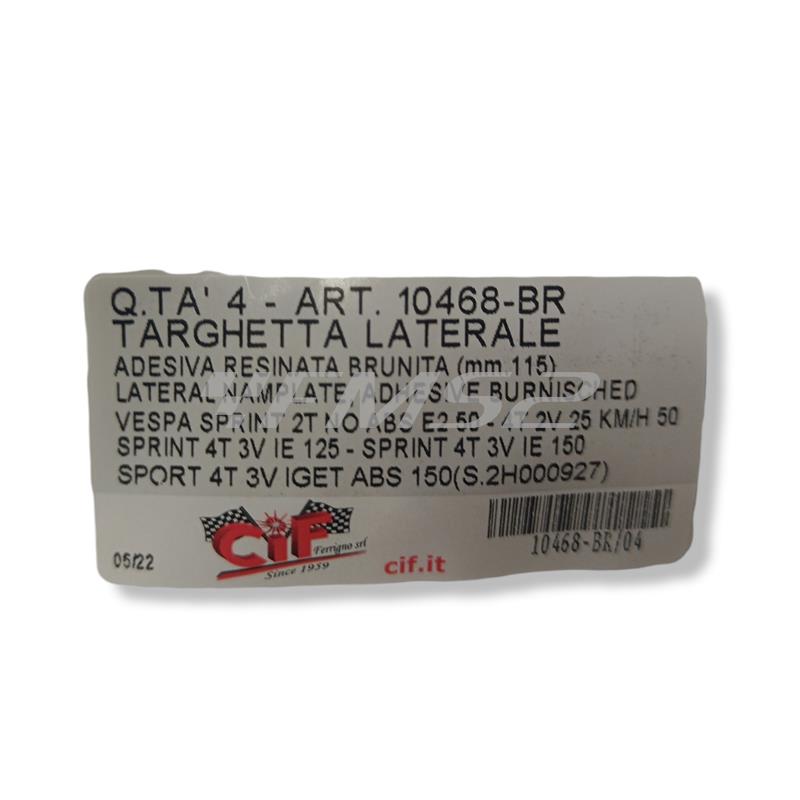 Targhetta sprint grande (mm.115) adesi, ricambio 10468-BR