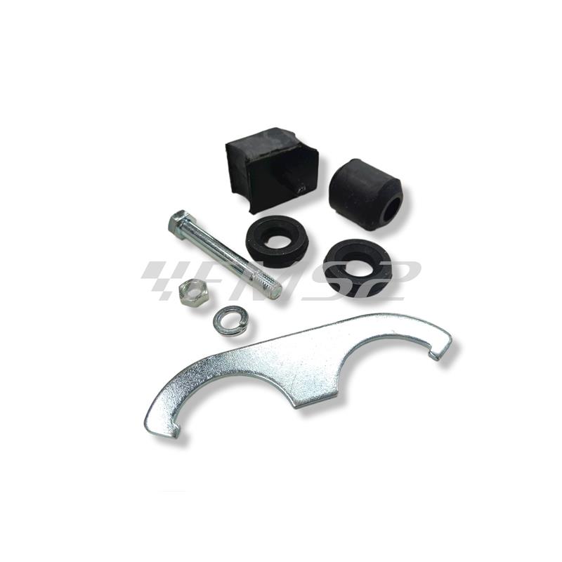 Kit ammortizzatori Carbone HI-TECH serie carbon look sport regolabili nel precarico molla e versione limited edition per Piaggio vespa PX 125, 150 e 200 cc tutte le versioni con freno anteriore a tamburo, ricambio 10758-KT