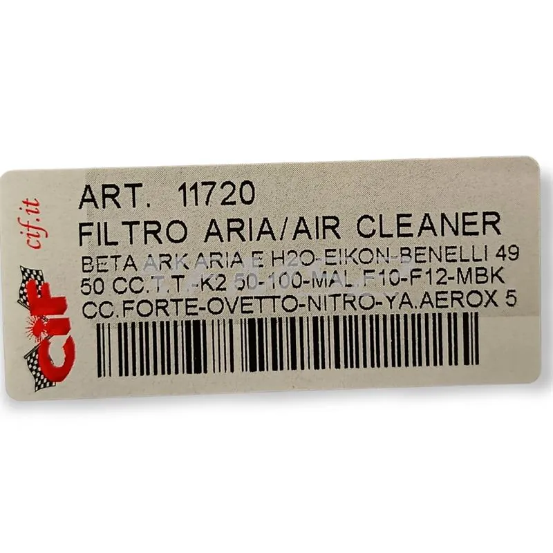 11720 Filtro aria in spugna nera Cif per scooter 50 con motore minarelli orizzontale aria e liquido