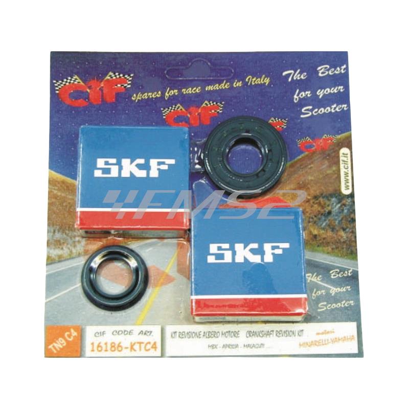 Kit cuscinetti KTC 6204tn9c4 + paraolio corteco blu per revisione albero motore scooter 50 con motore Minarelli verticale ed orizzontale aria, ricambio 16186-KTC4