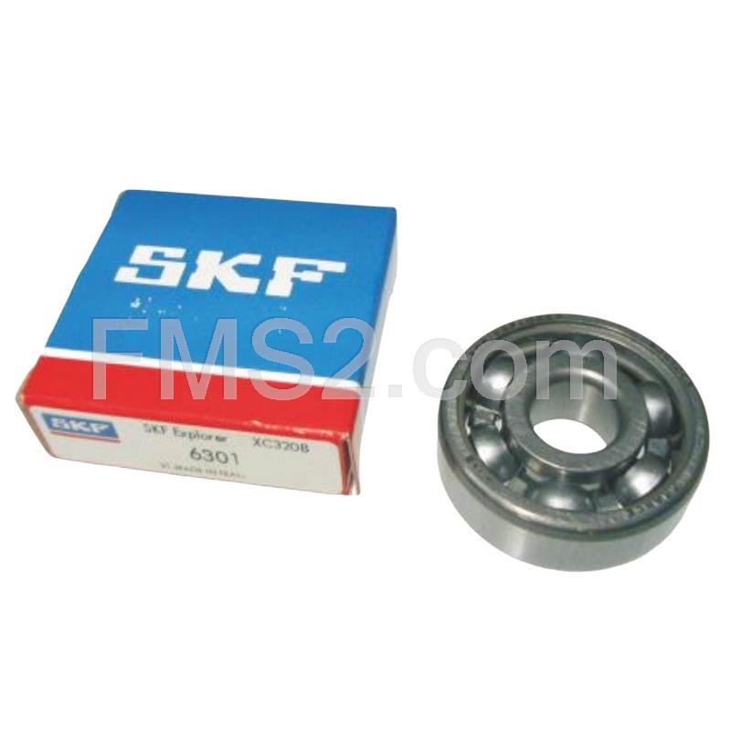Cuscinetto SKF 6301/c3 12x37x12 con gabbia in acciaio per ingranaggio multiplo Piaggio Vespa old model (CIF), ricambio 16301-C3