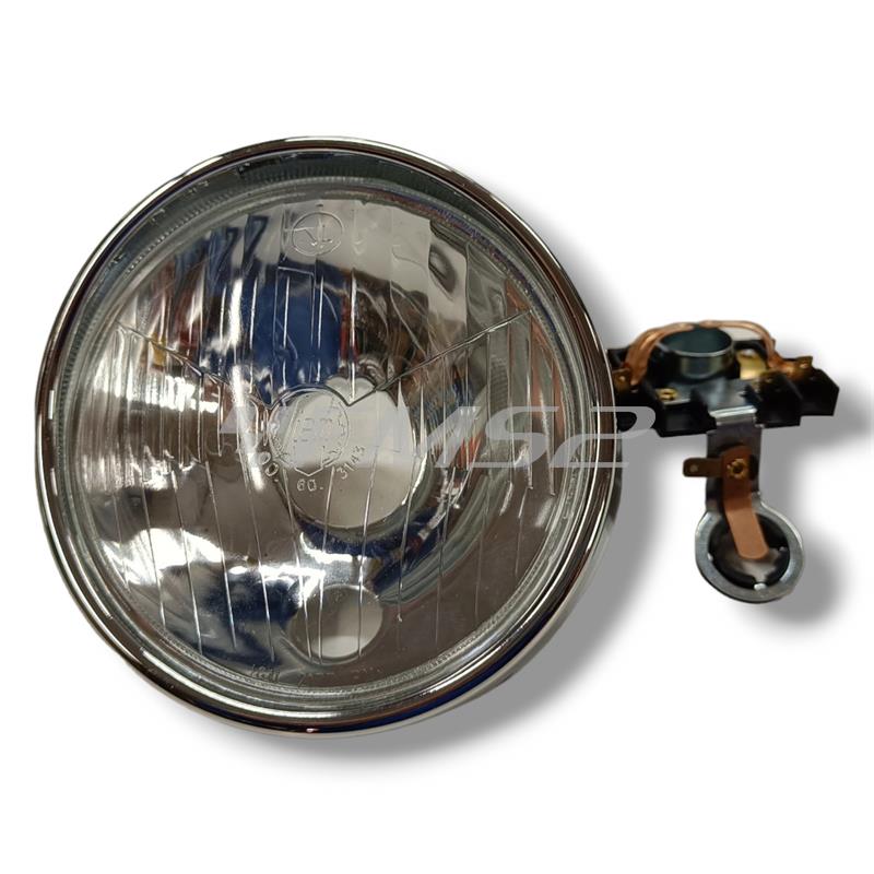 Gruppo ottico fanale anteriore in vetro originale Siem per Piaggio vespa 125 e 150 prodotte dal 1959 al 1965 e vespa GS 150 e vespa GL 150 pro, ricambio 1706-OR