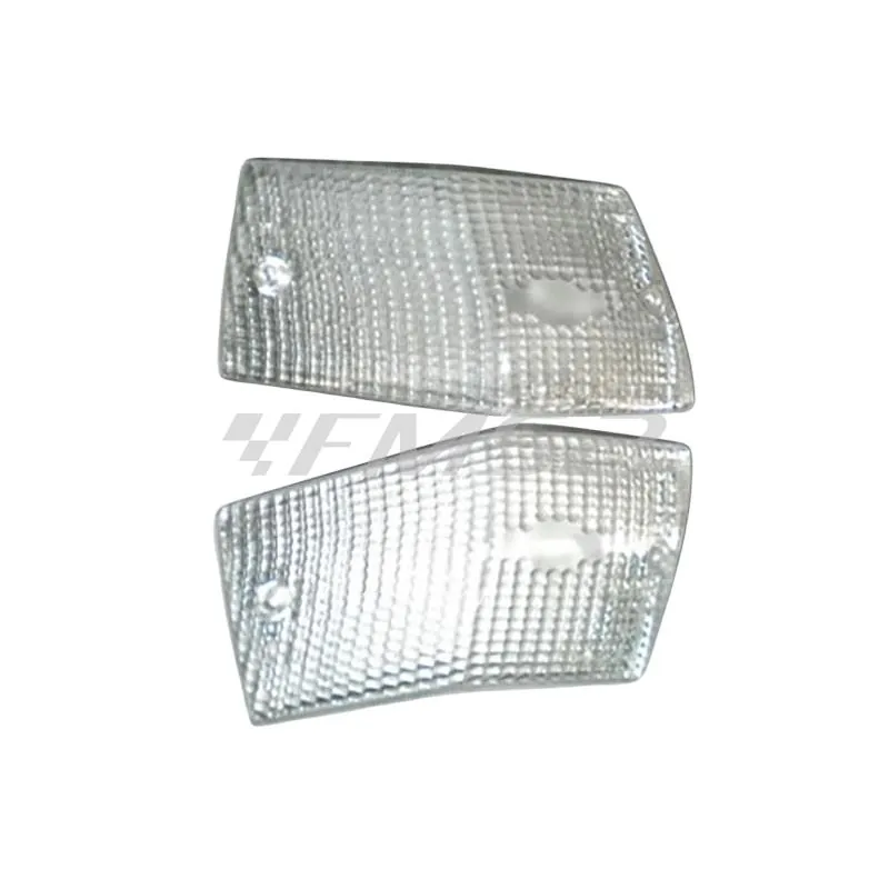 Coppia vetri in plastica trasparente bianca per  frecce posteriori Piaggio Vespa PX125-150-200 tutti i modelli e versioni e lml 125-150-200 (CIF), ricambio 1727