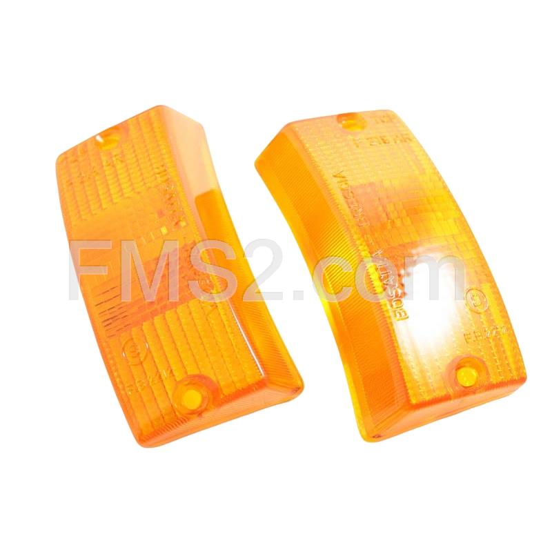 Coppia vetri in plastica di colore arancione per  frecce anteriori Piaggio Vespa PX125-150-200 fino alla serie arcobaleno e adattabili anche a tutt, ricambio 1728