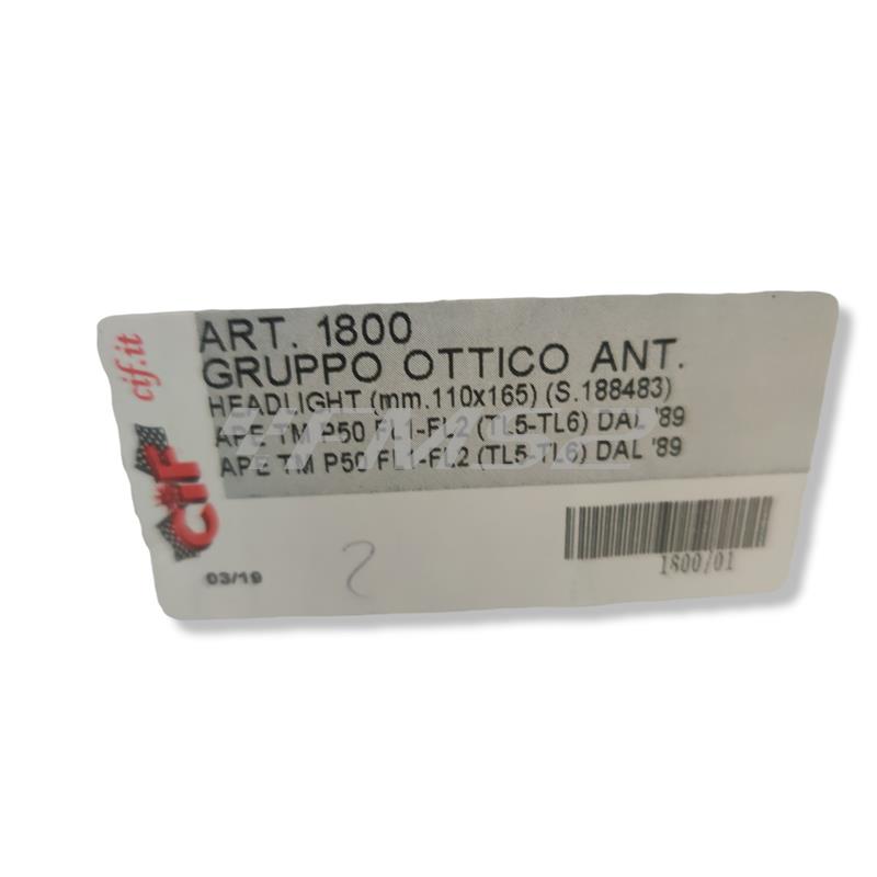 Gruppo ottico anteriore  ape p50 tl3-tmp, ricambio 1800