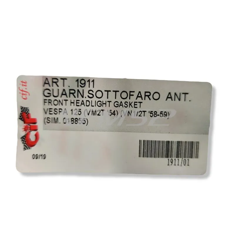 Guarnizione Siem sotto fanale anteriore sul parafango Piaggio vespa 125 cc prodotte dal 1954 al 1959, ricambio 1911